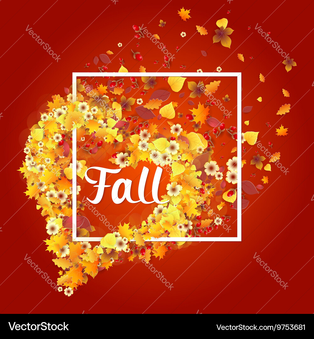 Autumn frame in shape of heart vector image