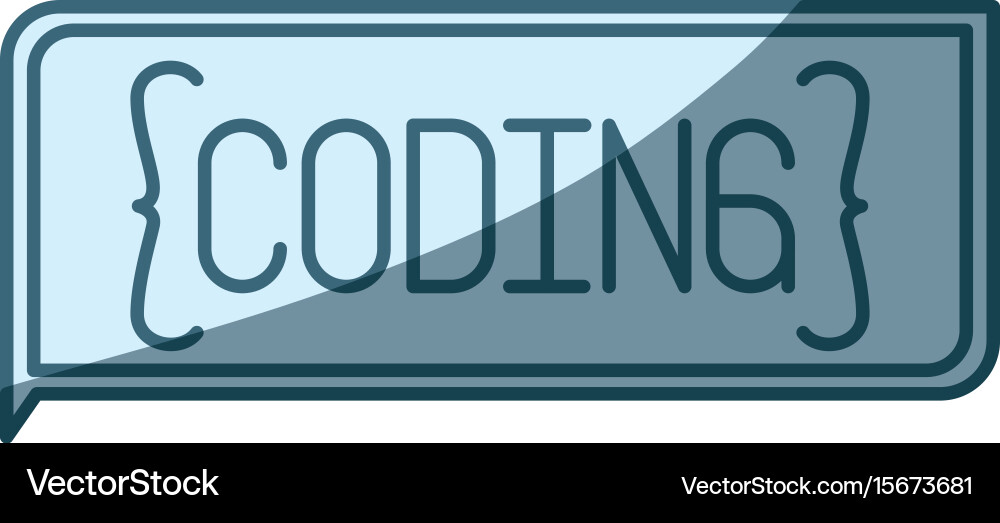Blue shading silhouette of rectangle text coding vector image