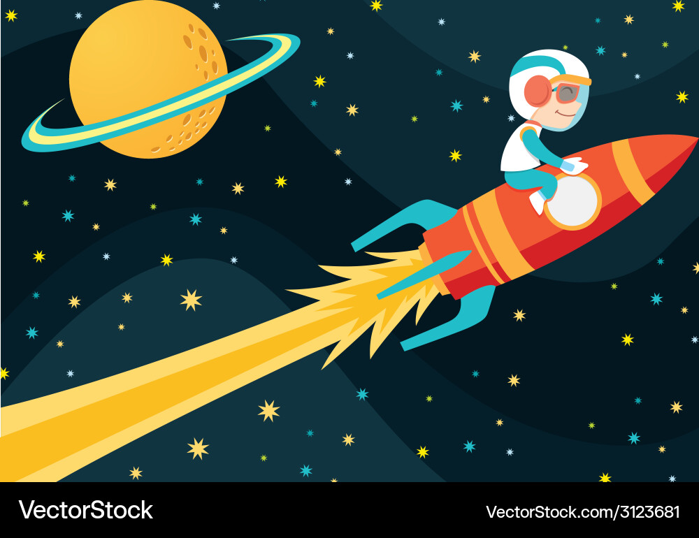 Boy Astronaut Riding Rocket Royalty Free Vector Image