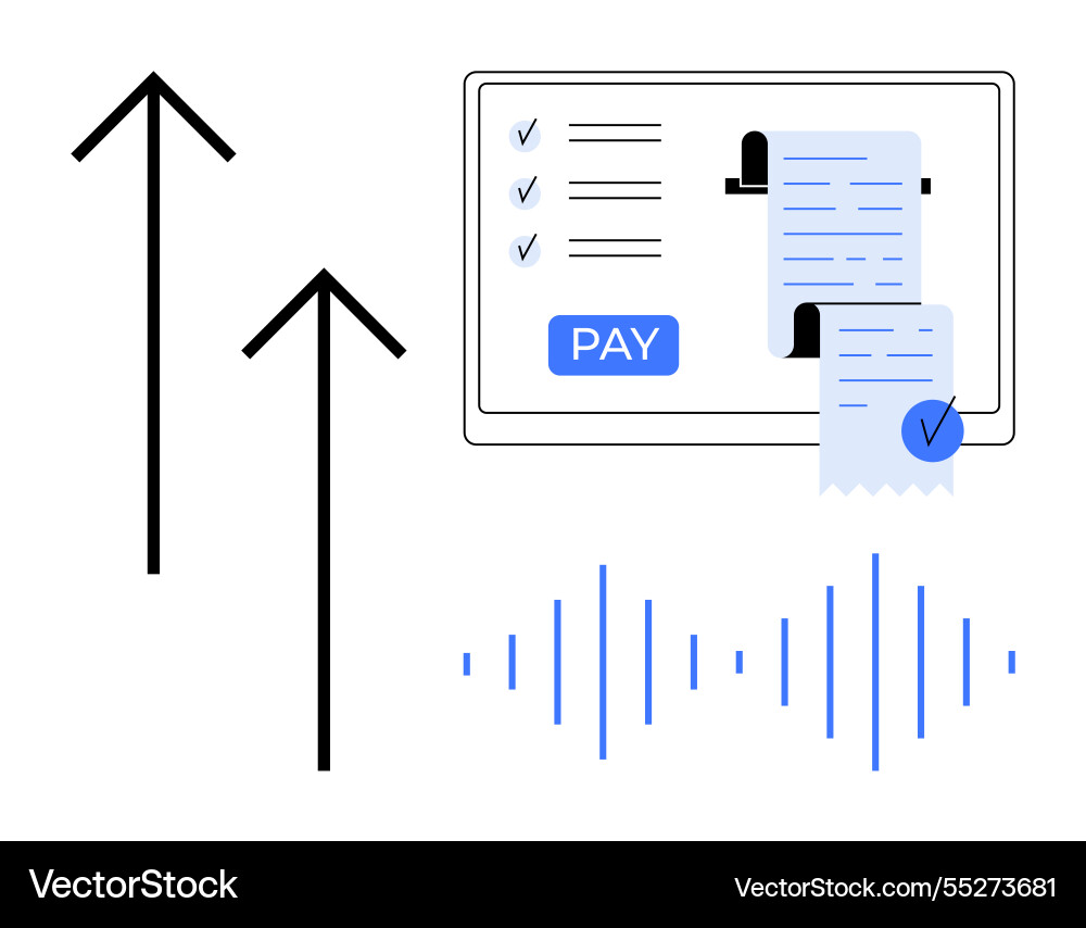 Digital payment confirmation with progress arrows Digital payment confirmation with progress arrows vector image