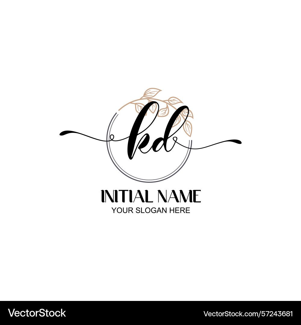 Elegant kd initial logo design with botanical Vector Image