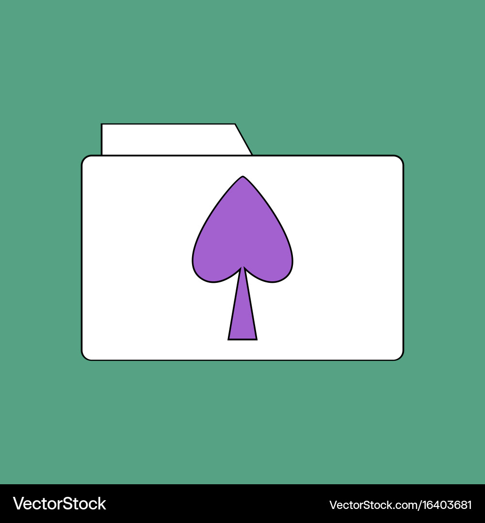Flat icon design collection spade symbol on folder vector image