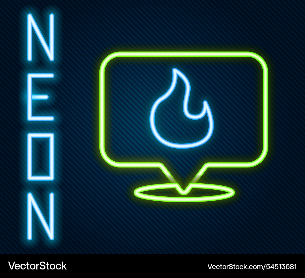 Glowing neon line map pointer with fire flame Glowing neon line map pointer with fire flame vector image