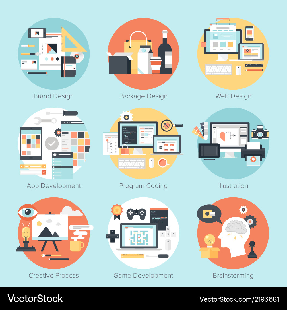 Modern App & Web Development Concepts Vector Image