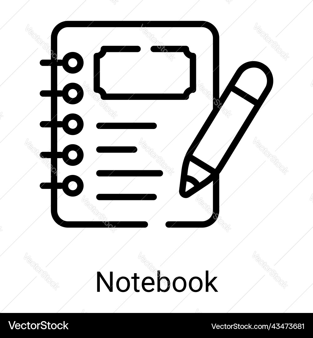 Notebook line icon isolated on white background vector image