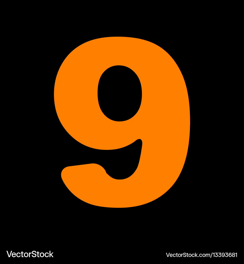 Number 9 sign design template element orange icon – Royalty-Free Vector |  VectorStock, image size:1000x1080