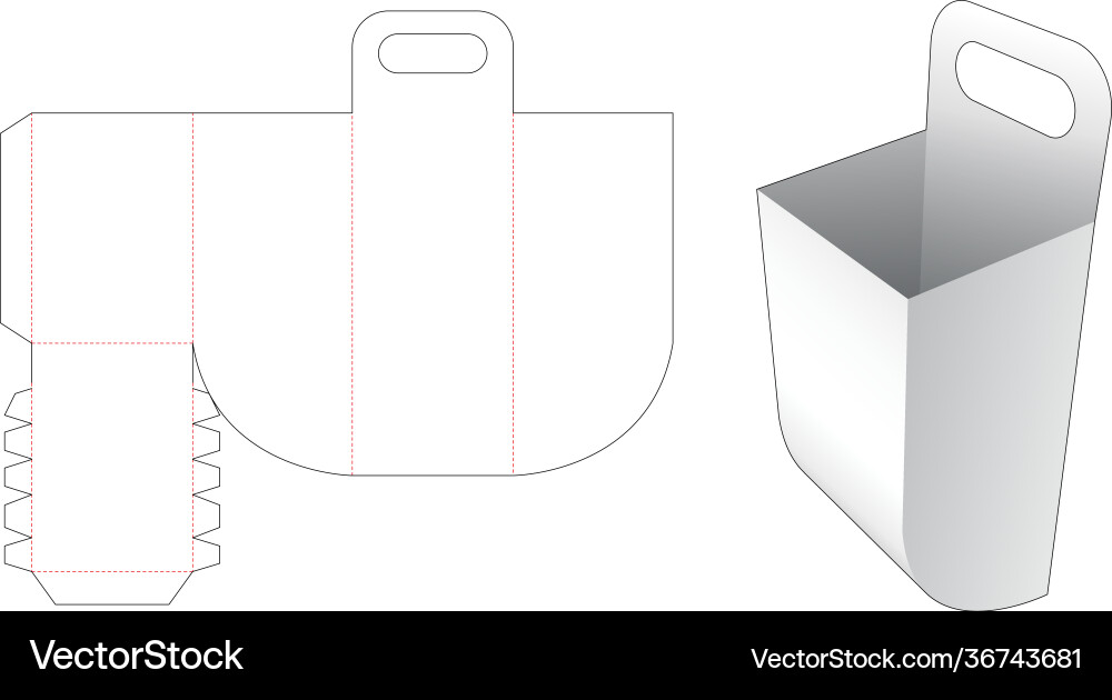Rounded bottom container with handle die cut Vector Image