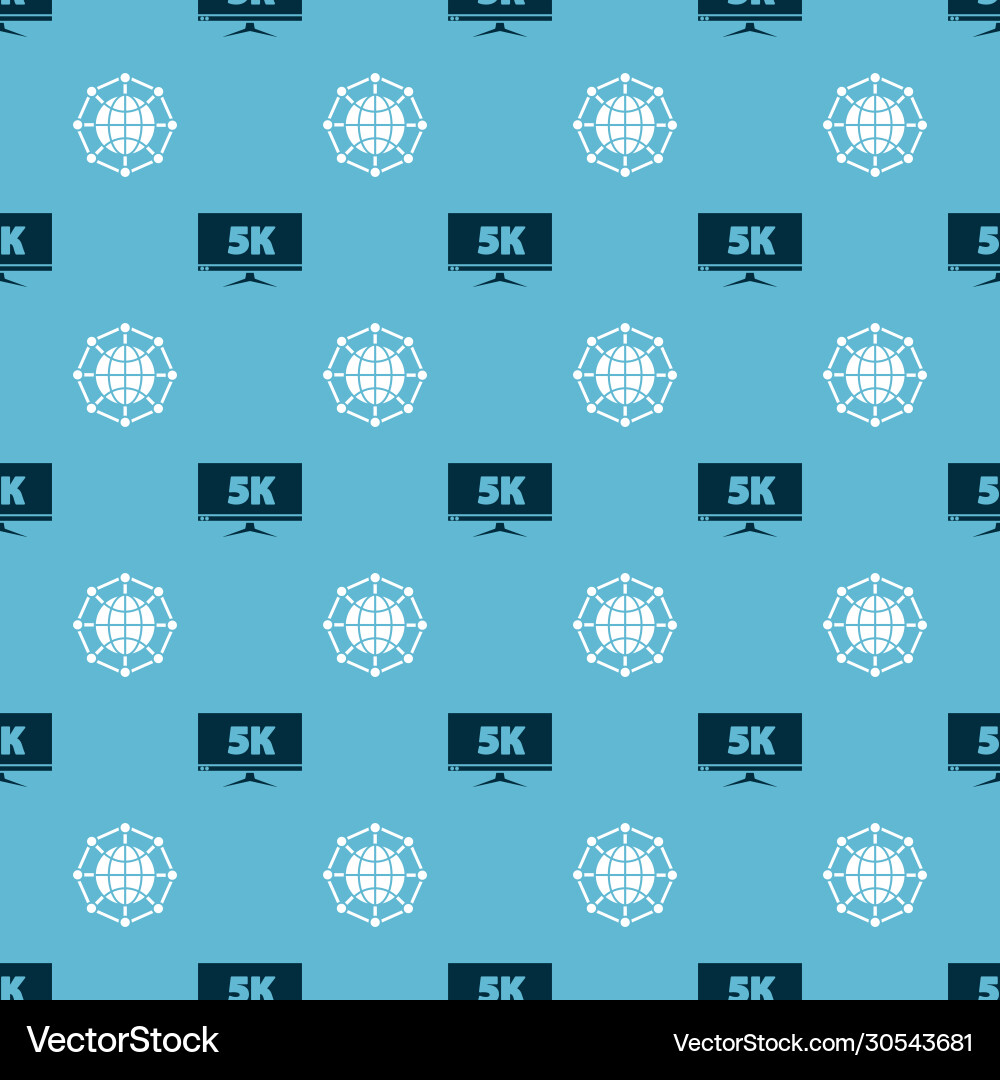Set monitor display with 5k video and global Set monitor display with 5k video and global vector image