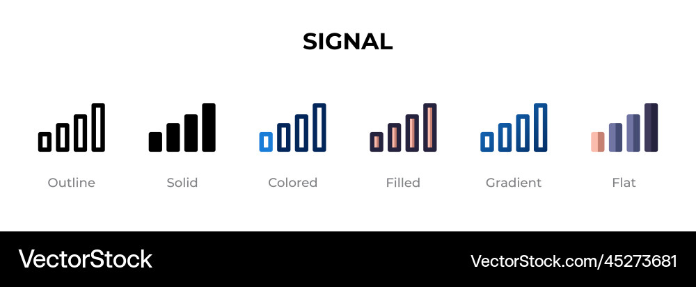 Signal icon in different style icons Signal icon in different style icons vector image