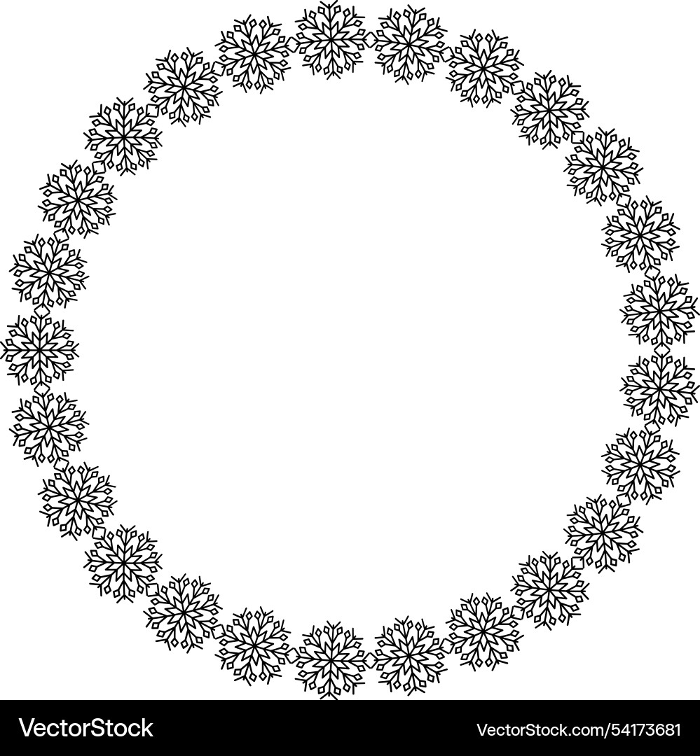 Snowflake circle frame winter round vector image