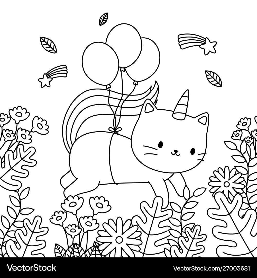 Unicorn cat cartoon design Vector Image