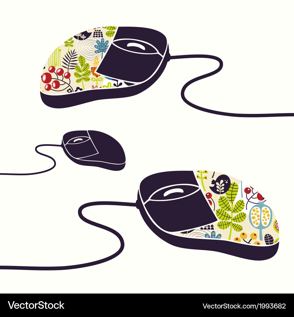 Computer mouse decorated with design print Vector Image
