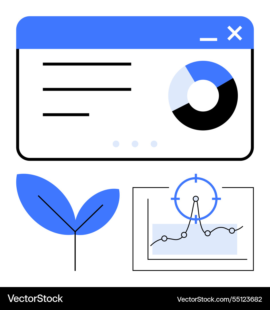 Data dashboard with pie chart plant leaf Vector Image