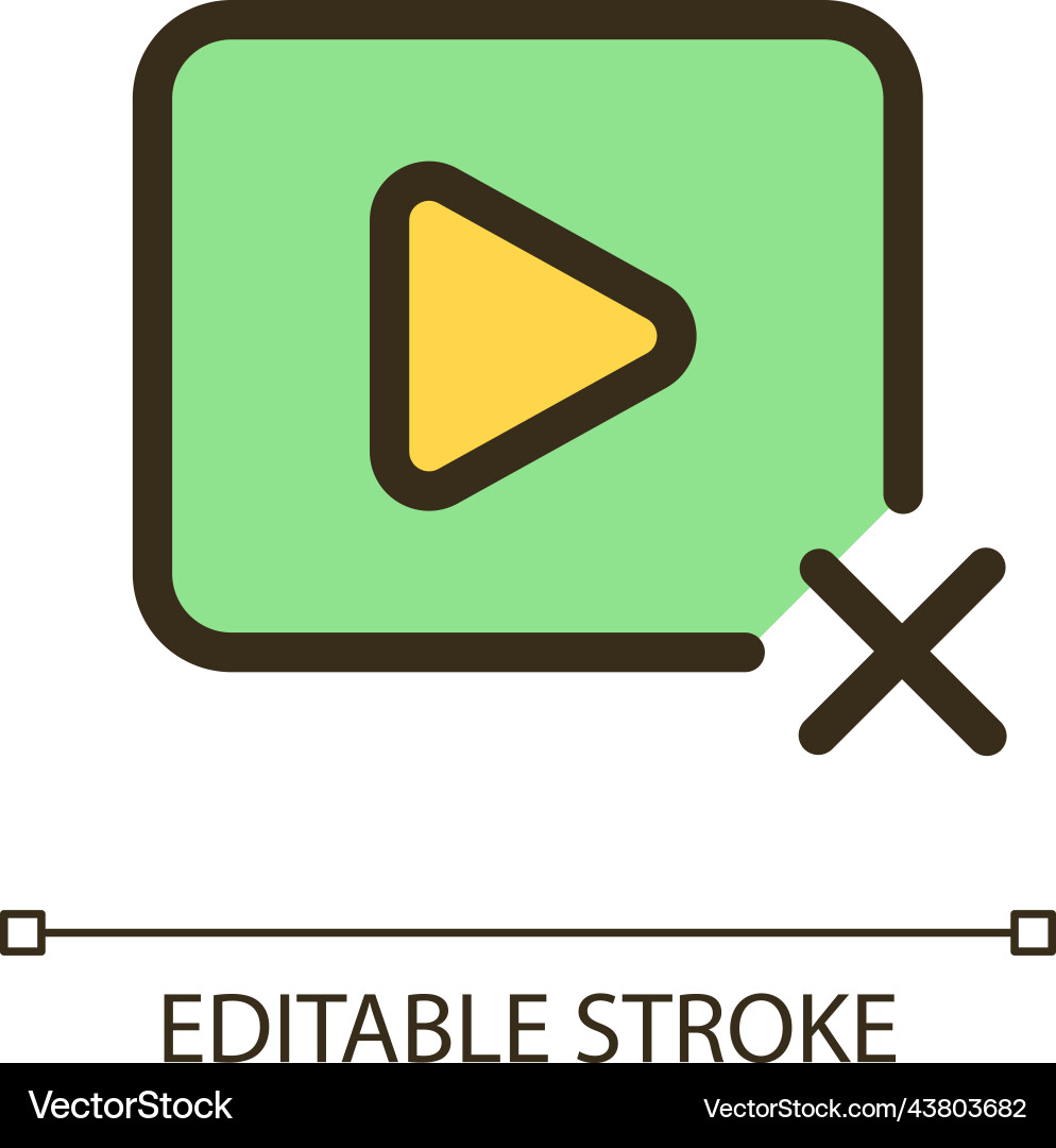 Delete video pixel perfect rgb color ui icon Delete video pixel perfect rgb color ui icon vector image