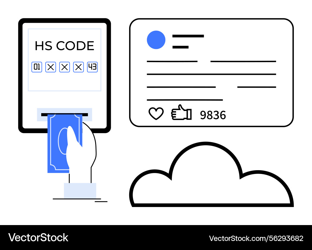 Digital payment system with hs code entry Digital payment system with hs code entry vector image