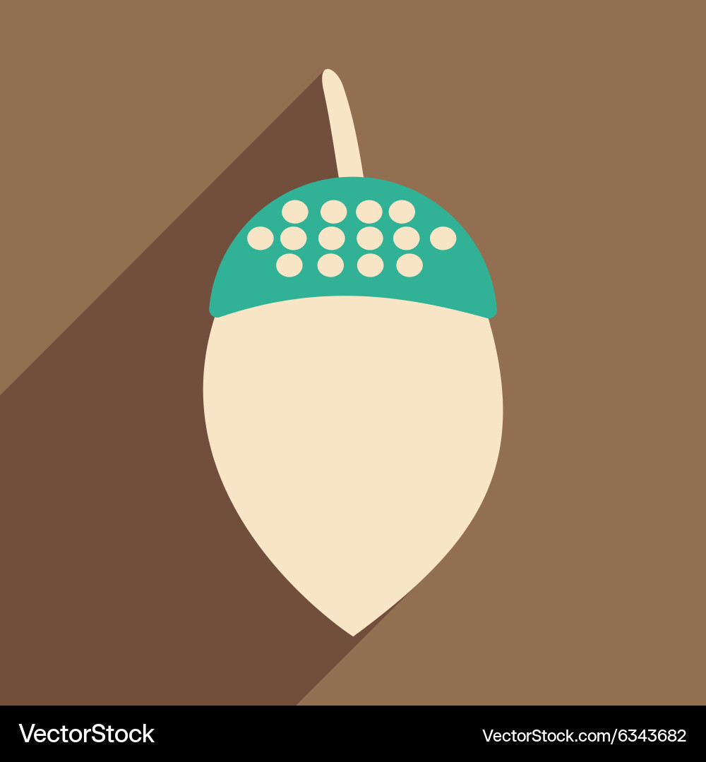 Flat with shadow icon and mobile application acorn vector image