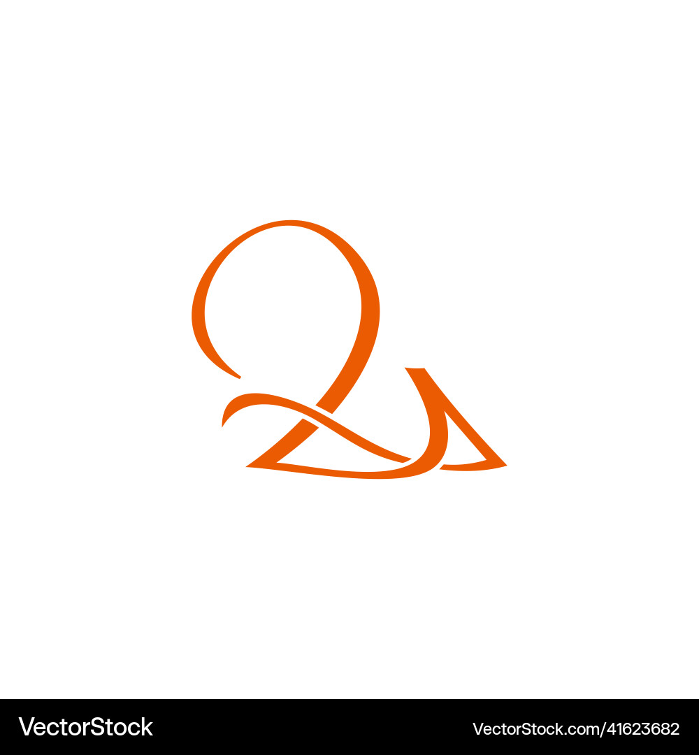 Number two ribbon curves loop logo Vector Image