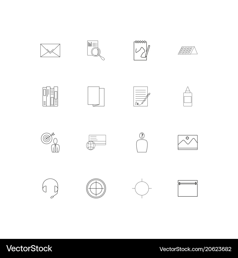 Office simple linear icons set outlined vector image