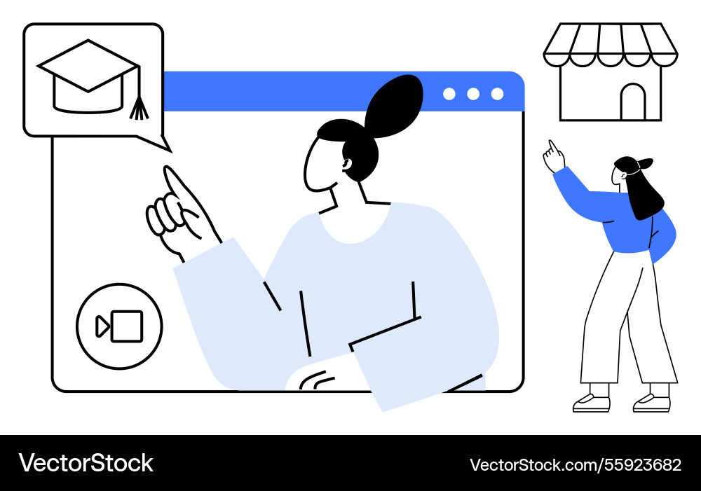 Online learning concept with video call interface Vector Image