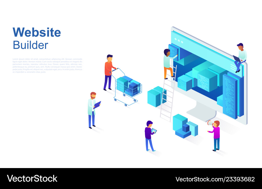 Programmers Building Website Structure vector image