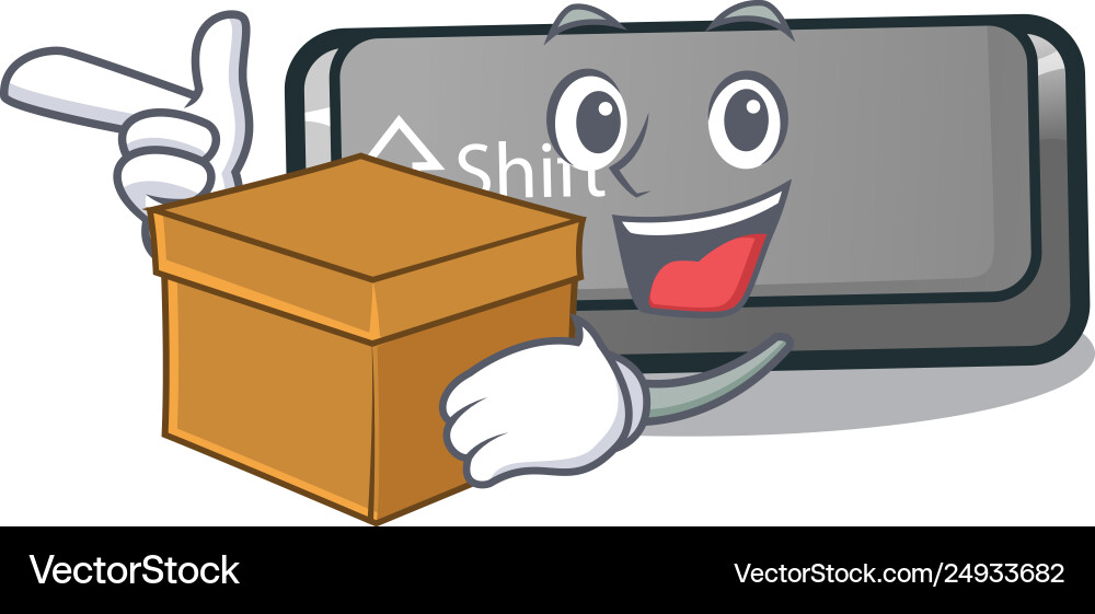 With box button shift on a keyboard mascot With box button shift on a keyboard mascot Vector Image