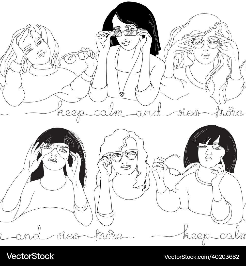 Young woman with glasses seamless pattern Young woman with glasses seamless pattern vector image