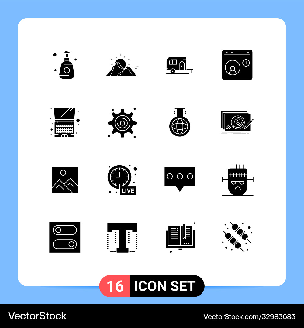16 universal solid glyphs set for web and mobile Vector Image