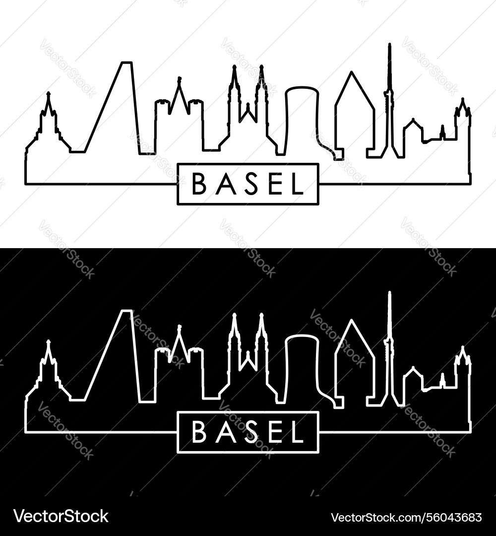 Basel skyline linear style single line editable vector image