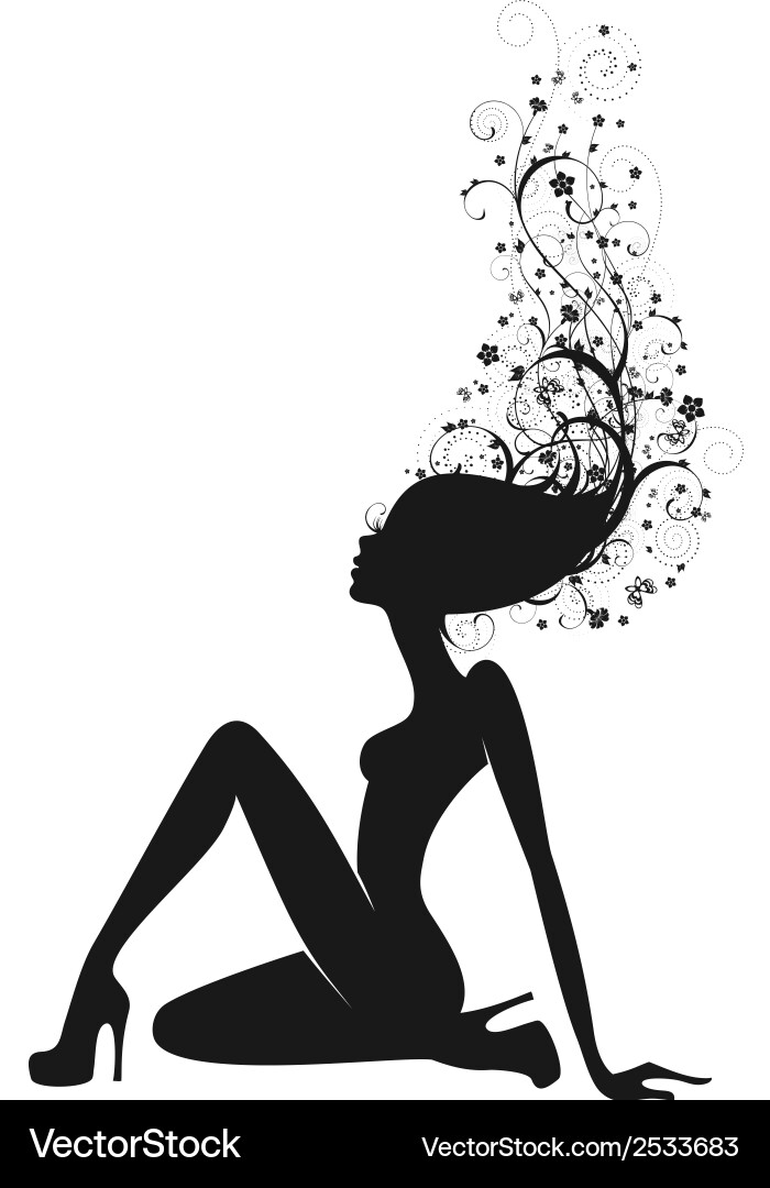 Blumen Frisur Silhouette vektorbild