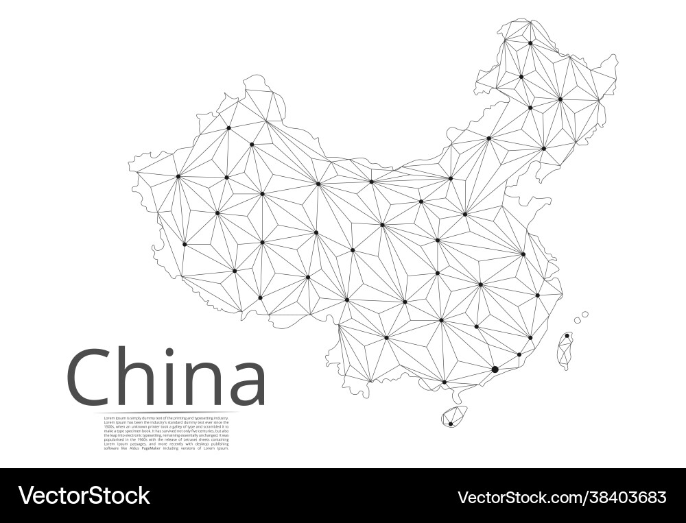 China-Kommunikationsnetzkarte niedriges Polybild China-Kommunikationsnetzkarte niedriges Polybild vektorbild