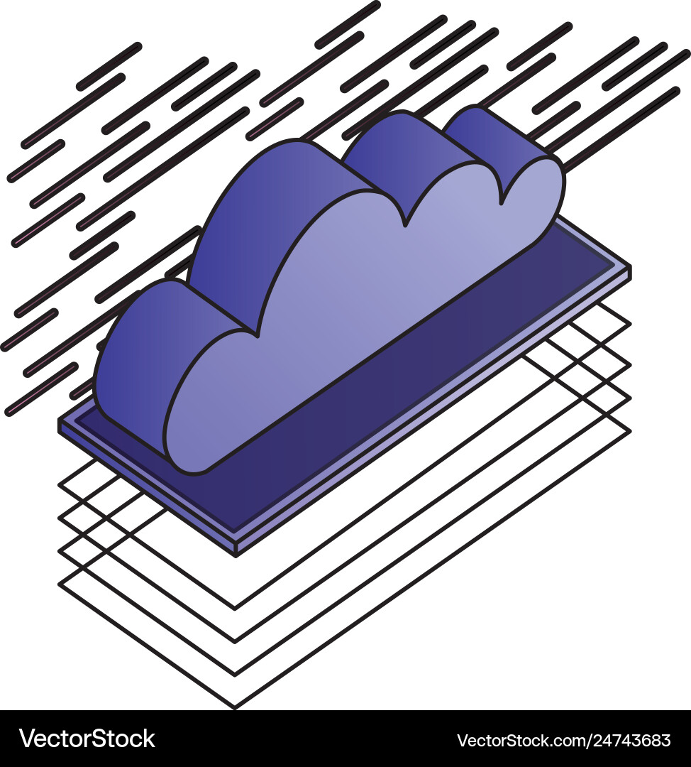 Cloud computing isometric storage data Cloud computing isometric storage data vector image