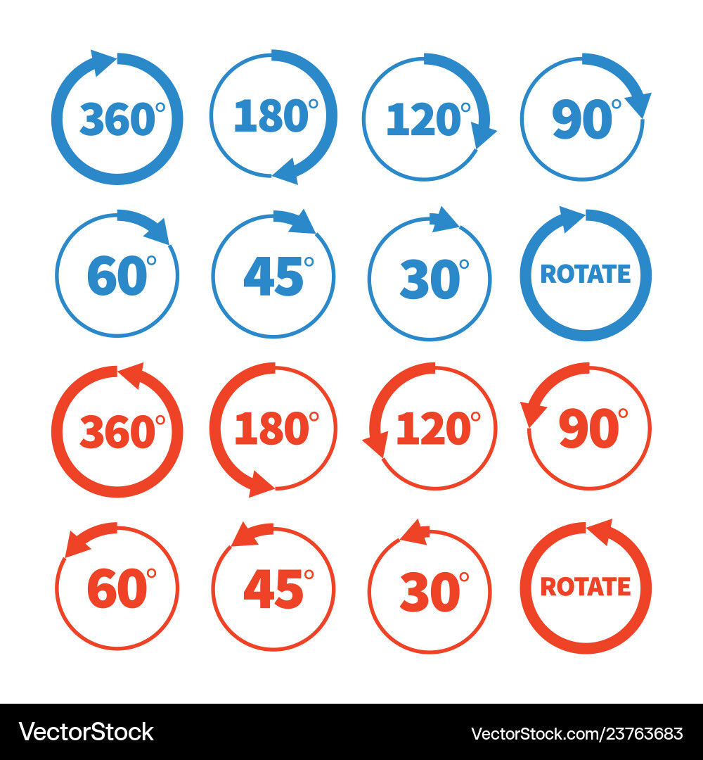 Different rotation angles icon set Vector Image