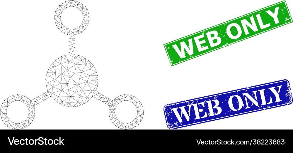 Grunge web only seals and polygonal mesh links Grunge web only seals and polygonal mesh links Vector Image