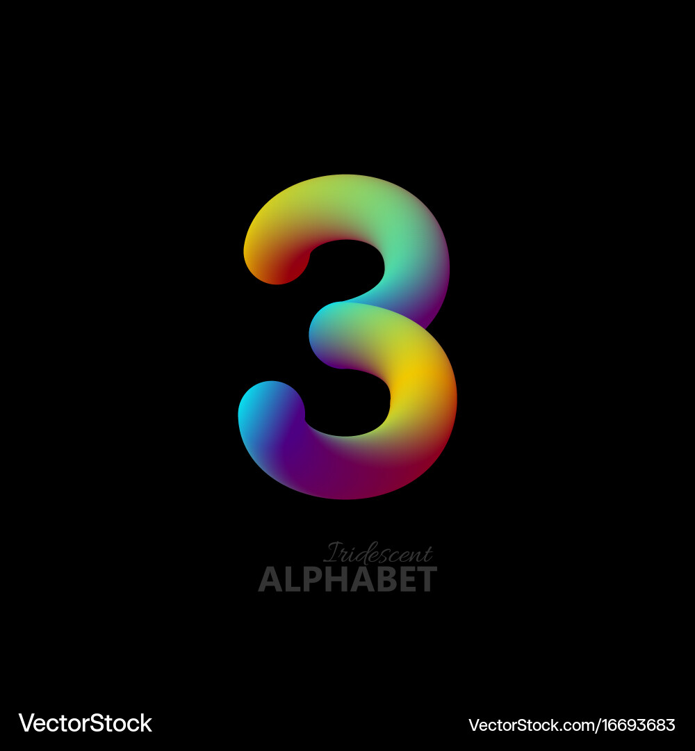 Iridescent 3D Gradient Number vector image