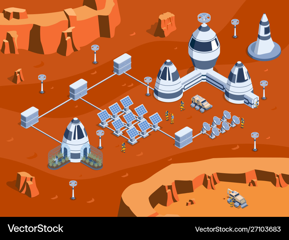 Isometric mars colonization vector image