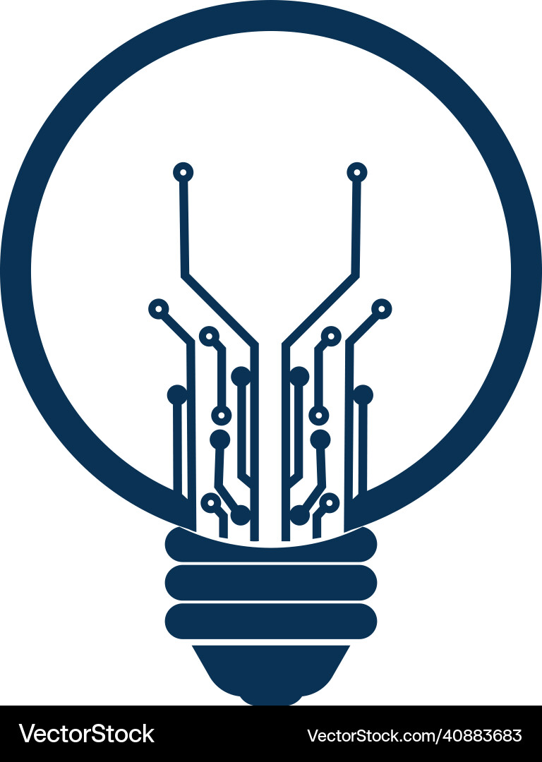 Light bulb idea icon with circuit board inside vector image