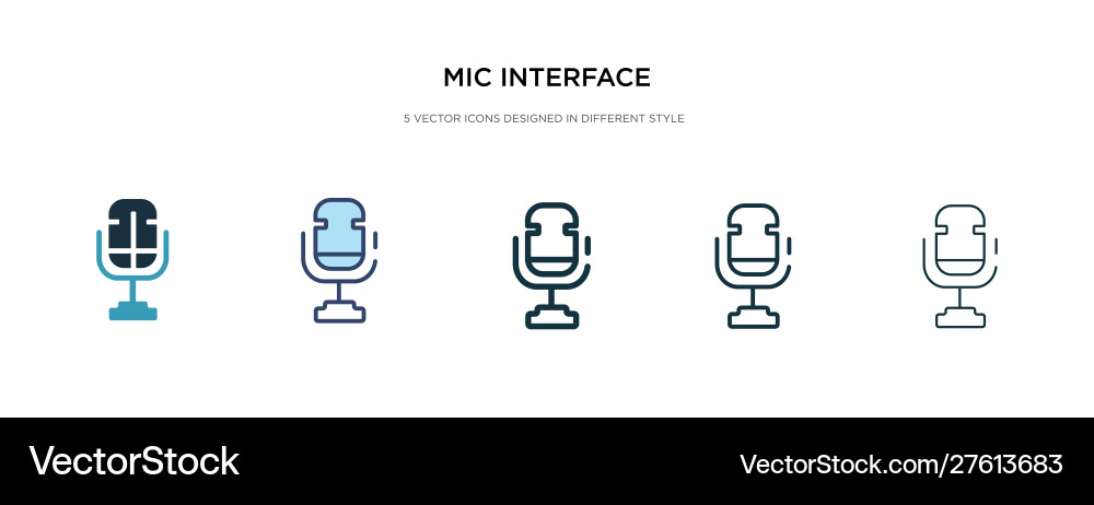 Mic interface icon in different style two Mic interface icon in different style two Vector Image