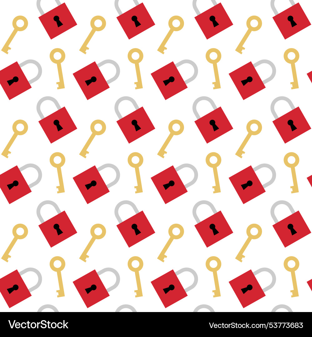 Seamless pattern of flat key and lock Seamless pattern of flat key and lock Vector Image