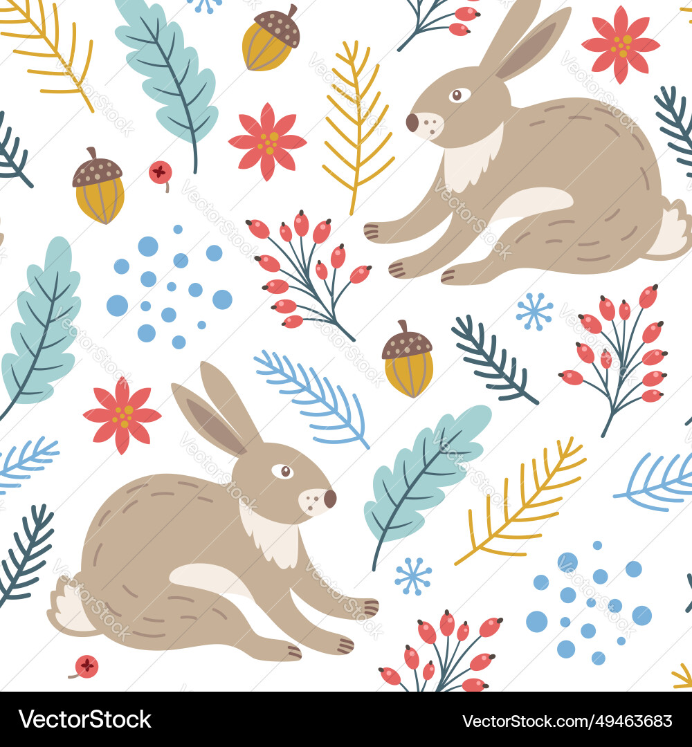 Seamless pattern with green branch acorn vector image