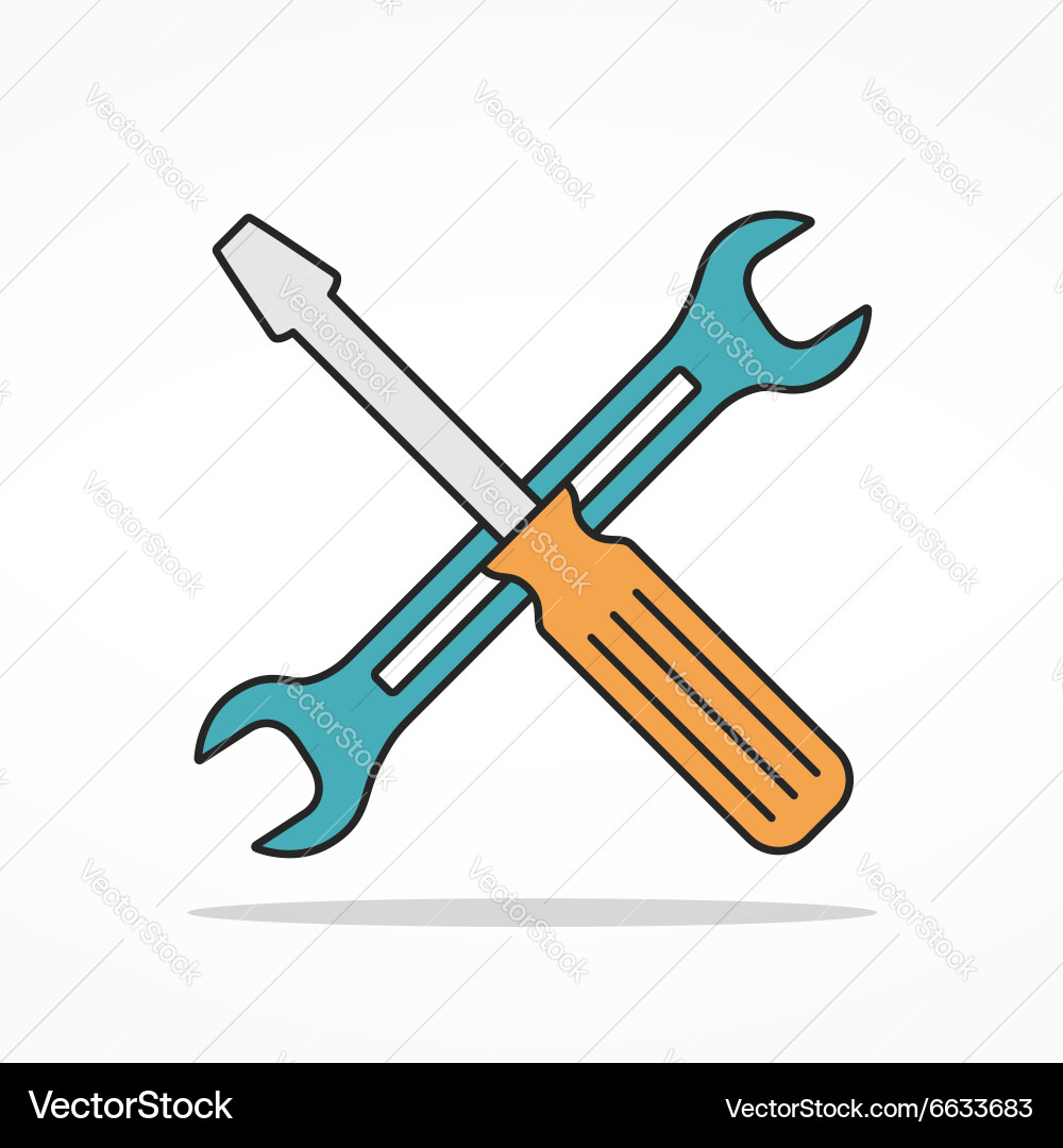 Service flat line icon Royalty Free Vector Image