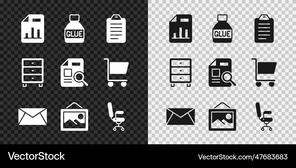 Set document with graph chart glue to do list Set document with graph chart glue to do list vector image