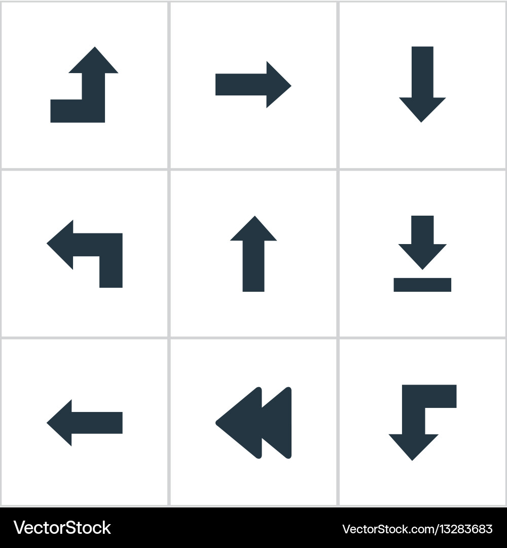 Set of 9 simple cursor icons can be found vector image