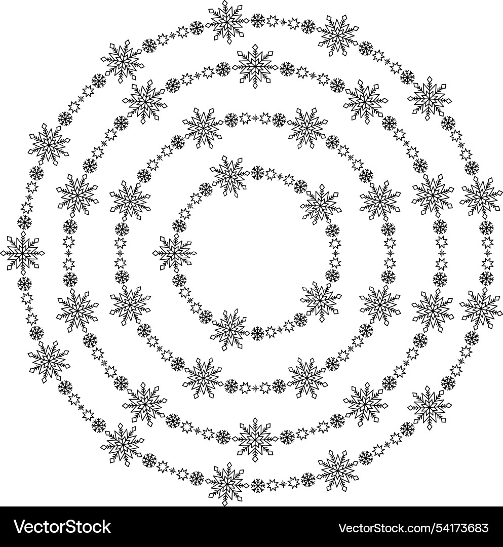 Snowflake circle frames set winter Vector Image