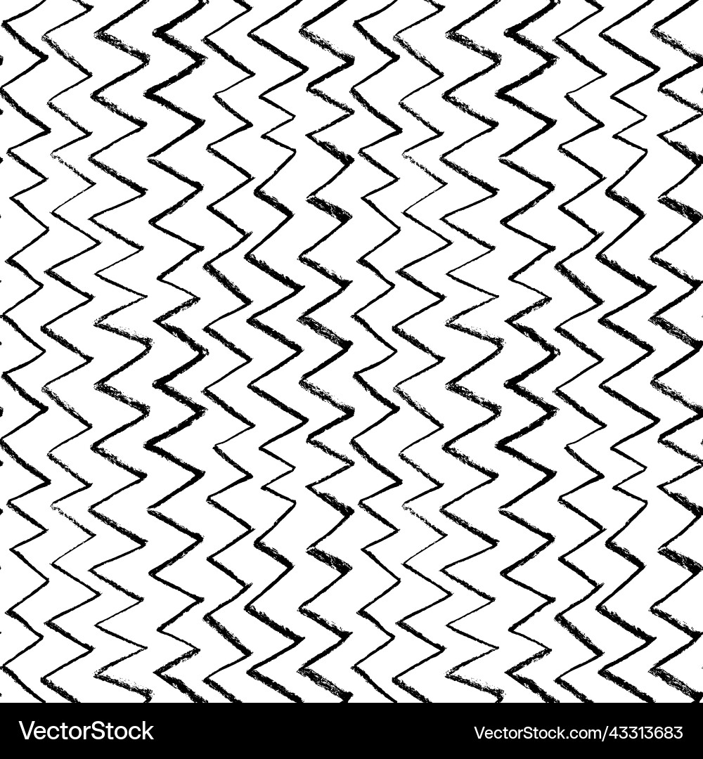 Zig zag charcoal lines seamless pattern vector image