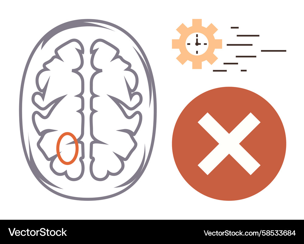 Brain with Time & Problem Solving Icon Vector Image