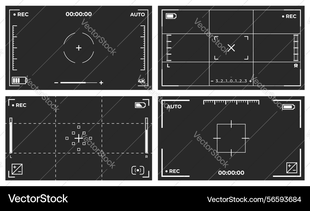 Camera screen overlays showing recording mode Camera screen overlays showing recording mode vector image