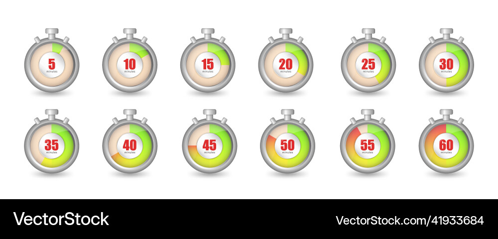 Collection of countdown timer with different time Vector Image