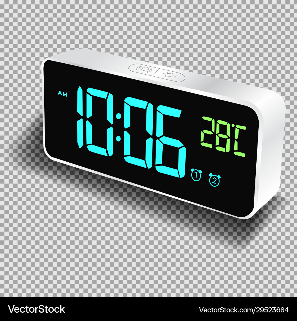 Electronic clock alarm with luminous Electronic clock alarm with luminous vector image
