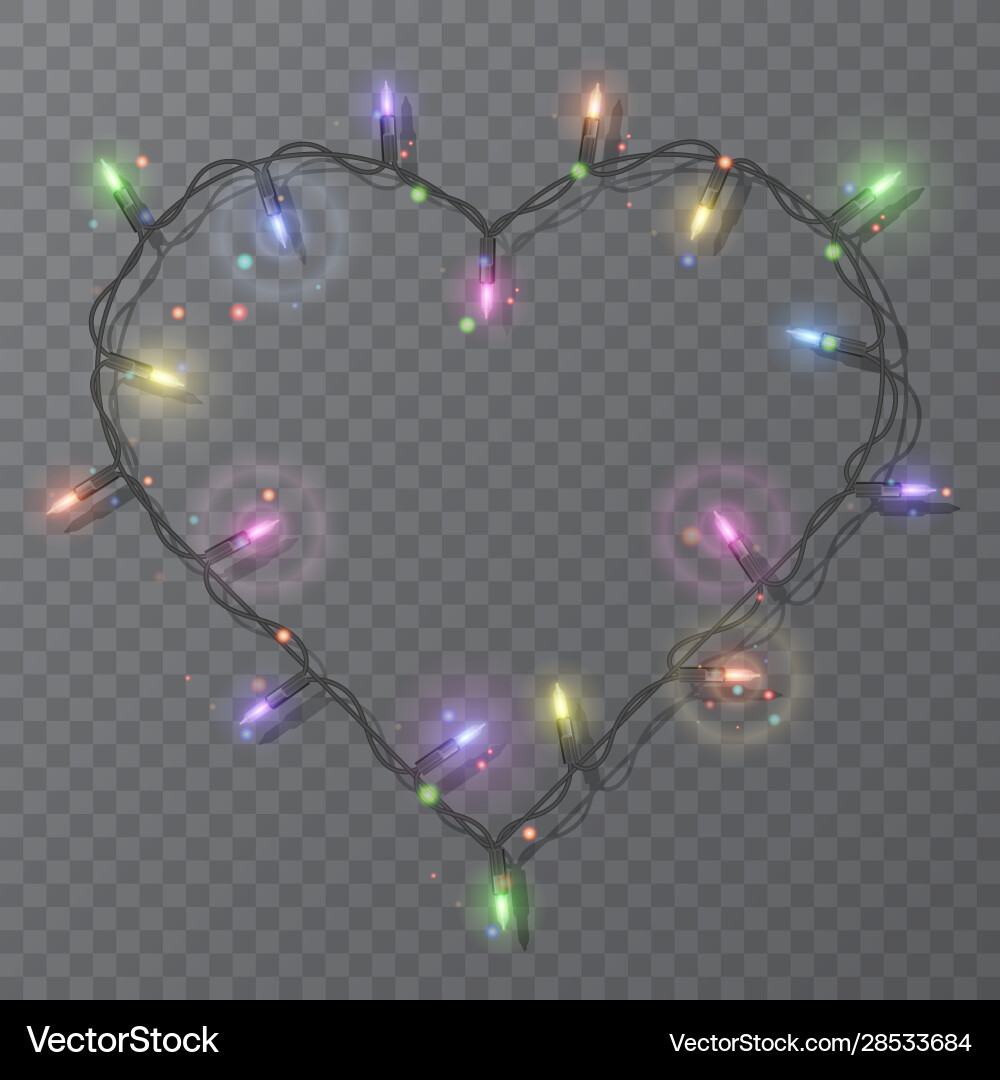 Frame in form heart with realistic lights Frame in form heart with realistic lights vector image