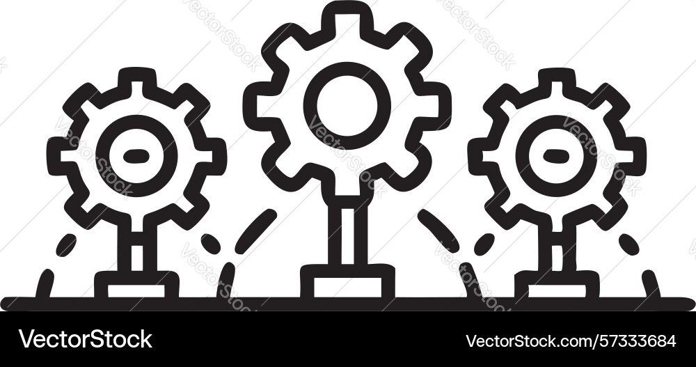 Gears connected in a series line icon design vector image